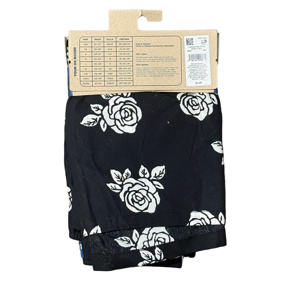 Mens Black & White Roses Boxer Shorts - Size Large - Old Navy - NWT - Picture 2 of 3